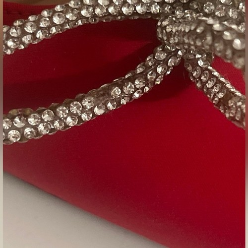 New BCBG Generation Red Slingback Crystal Bows Kitten Heel Size 7 - Picture 13 of 15