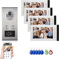 4 units 7inch monitor wired video Door phone kit indoor-outdoor video Apartment