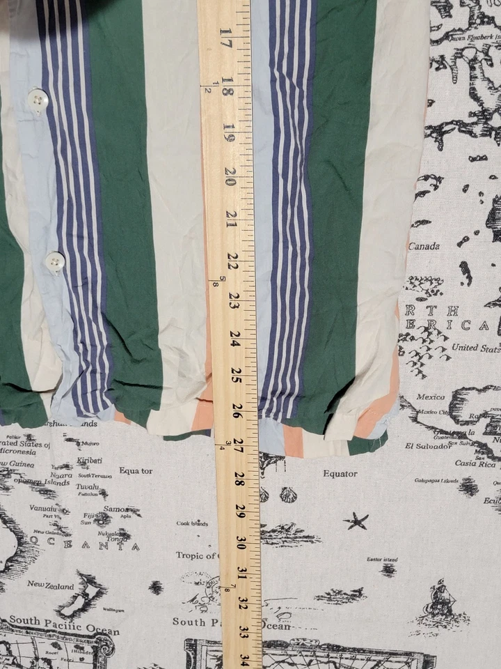 Camisa Hurley Para Hombre Rayas Manga Corta Abotonada Talla S Verde Naranja Informal Foto 3 de 4