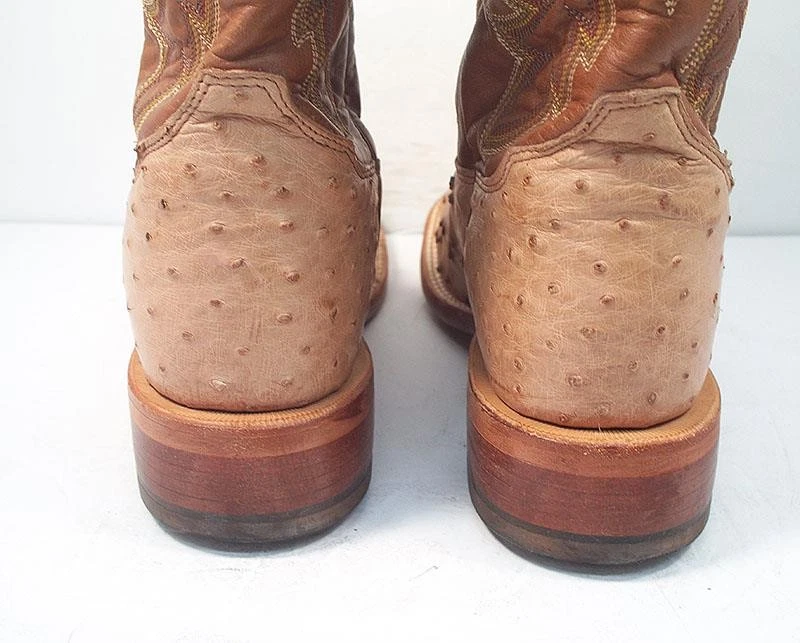 TONY LAMA USA Mens 8 EE San Saba Full Quill Ostrich Cowboy Boots Square Toe - Image 4 of 4