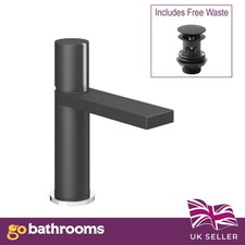 Black & Chrome Bathroom Sink Tap Low Pressure Paulo Basin Mono Tap & FREE WASTE