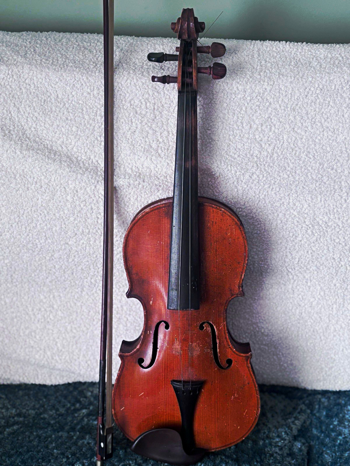 Vintage 19/20th Century Violin and Bow - Hand- Carved/Crafted by Unknown Artist
