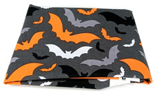 Halloween Fabric Remnant Bats Black Orange  Gray Sewing Material New Arrival