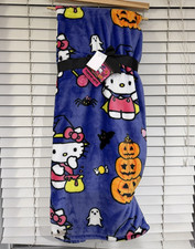Sanrio Hello Kitty Halloween Throw Blanket 60x70in Blue Multicolor Polyester