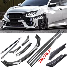 Carbon Fiber Side Skirt Rear & Front Bumper Lip Splitter For Honda Civic 10-2023