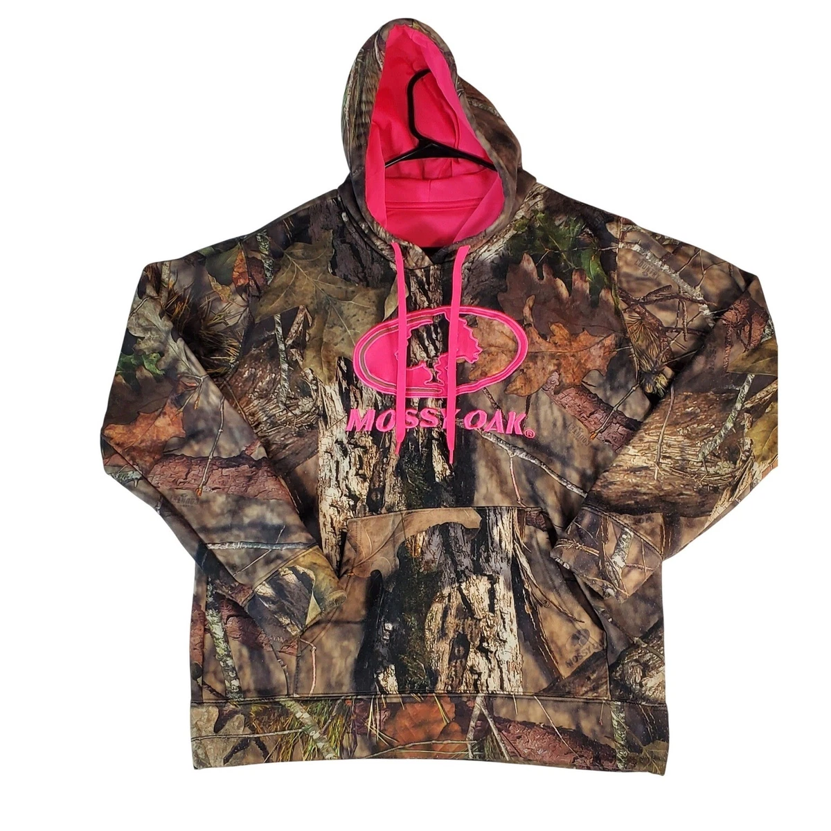 Sweat Capuche Camouflage Mossy Oak – Coutures Roses – Doublure – Taille L – Unisexe