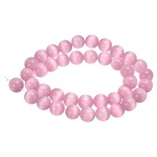 38pcs Pink Cat's Eye Stone Beads 10mm Round Crystal Loose Bead