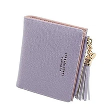  Women's Small Compact Slim Leather Mini Wallet RFID Blocking Lady Purse Purple