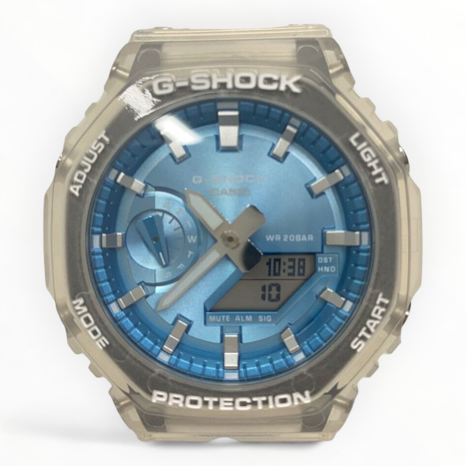 CASIO Digital Quartz Watch Blue Clear Authentic Men H:1.57” W:1.57” 7585