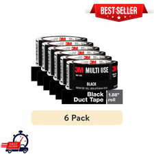 6 Pack 3M Black Duct Tape, 1.88 in x 20 yd, Heavy Duty Waterproof Cloth Tape