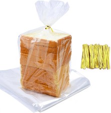 75Pcs Plastic Bread Bags for Homemade Bread and 90 Ties, 18x 8x4 Inch Reusable C