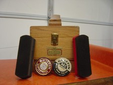 Griffin Shinemaster Wooden Shoe Shine Box with Footrest, Waxes Brushes