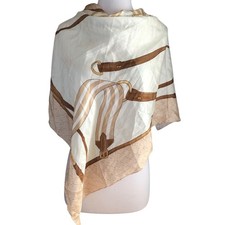 Vintage LRL Lauren Ralph Lauren Equestrian Silk Scarf Horse Bridle Brown 30" SQ