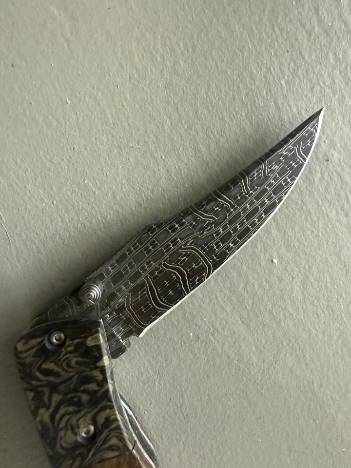 Faca dobrável manual Browning Damasco pasta cabo de madeira nova - Imagem 3 de 4