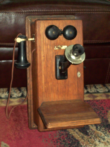 Early Western Antique Oak Wall Phone ~ Hand-Crank Wall Phone ~ Does Display Well