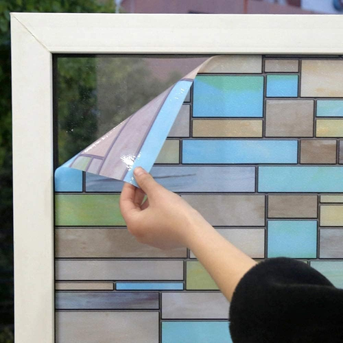 Niviy Privacy Window Film Brick Stained Glass Window Film Waterproof Static Wind - Picture 4 of 12