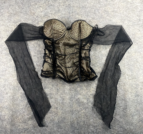 Frederick's of Hollywood corset Women's Size 36 black Sheer Mesh Tops Going Out