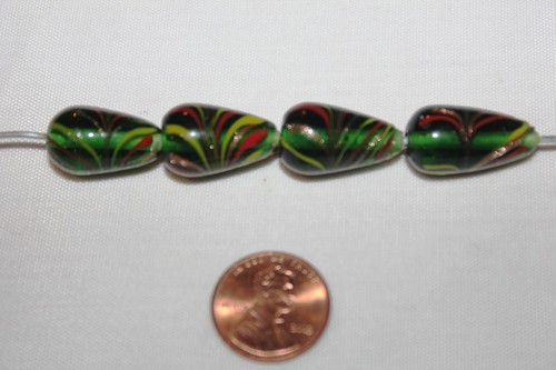 Lampwork -Glass Beads-Gold/Flower Work - 12 x 20 mm Drop - 24 & 50 Beads/Pack - Picture 5 of 8