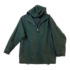 PORT AUTHORITY Jacket Green Mens Size Small Vented Mesh Lined Hooded
