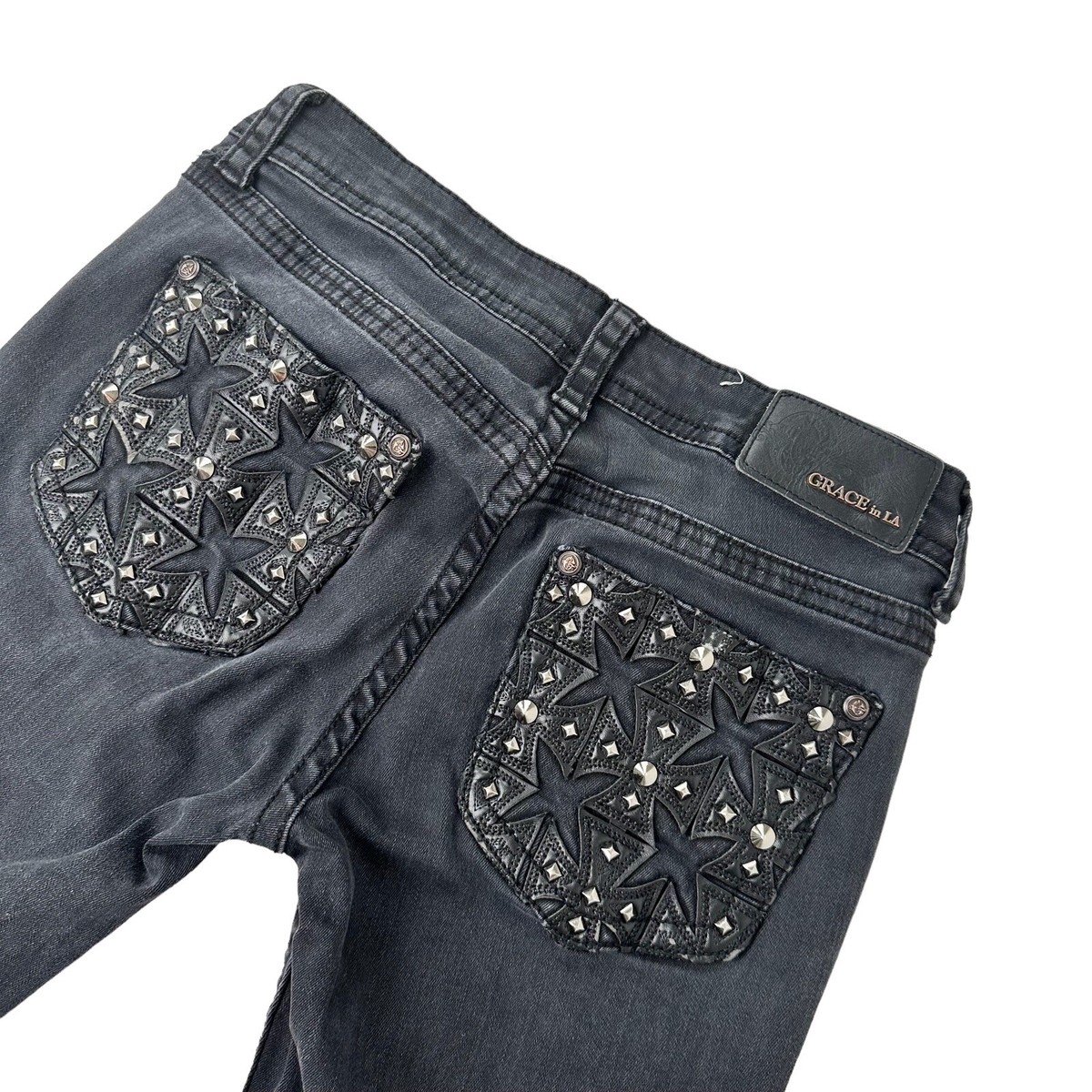 Grace In LA Womens Size 27 Studded Embellished Biker Iron Grace In LA Womens Size 27 Studded Embellished Biker Iron