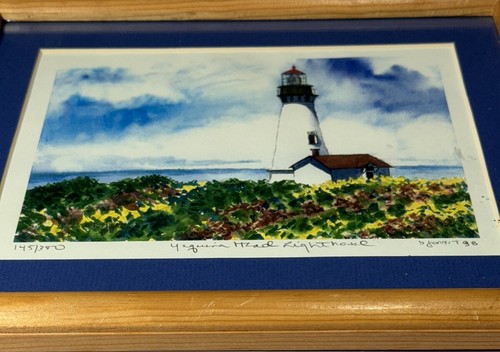 Art Signed, Number 145/300, Dated ‘98 Frame Watercolor OR Yaquina Head Lighthous - Picture 2 of 9