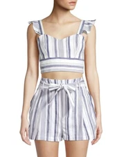 Parker NWT Women's Aquarius Stripes IBIZA Striped Crop Top, Size XLarge