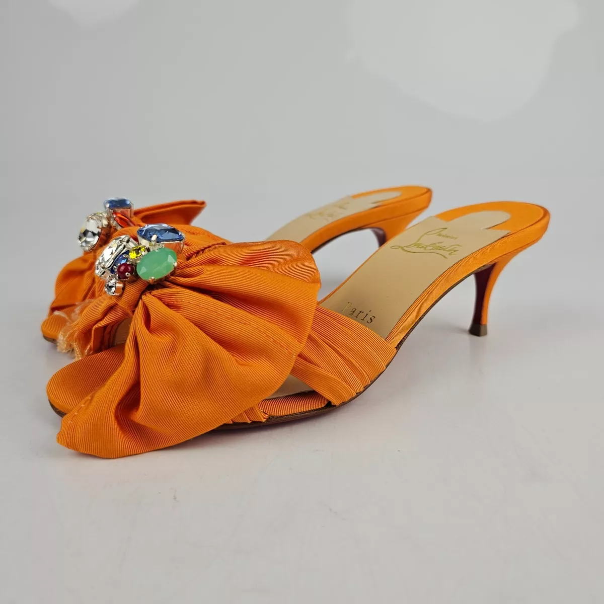 Christian Louboutin Marie Anne Orange 55MM Mules New