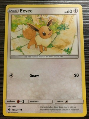 Pokemon Sm Lost Thunder Eevee 155 214 Common Ebay
