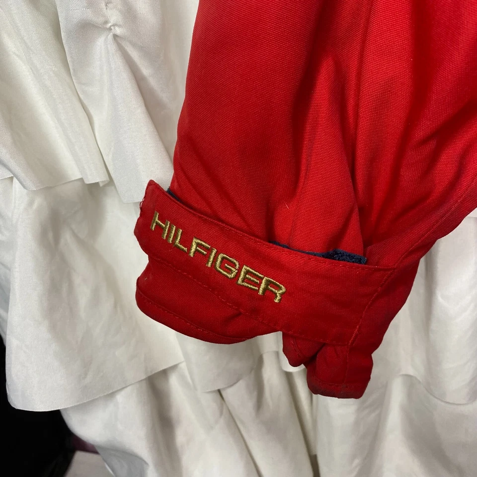 Vintage Tommy Hilfiger Jacket Men's XL Red Long Sleeve Collared Full Zip Pockets - Image 3 of 4