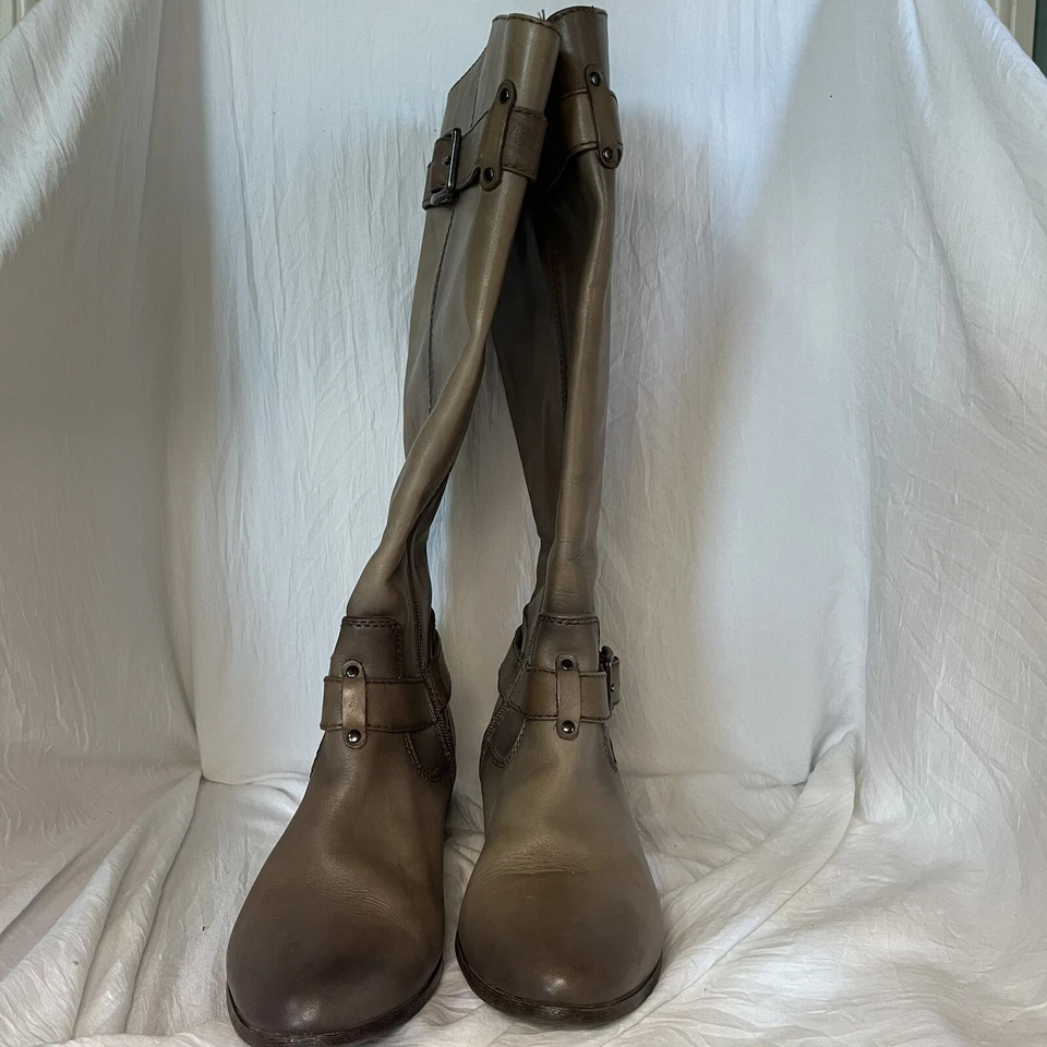 GB-GIANNI BINI серо-коричневый женщин кожи колена сапоги размер 8 М  - Изображение 2 из 4