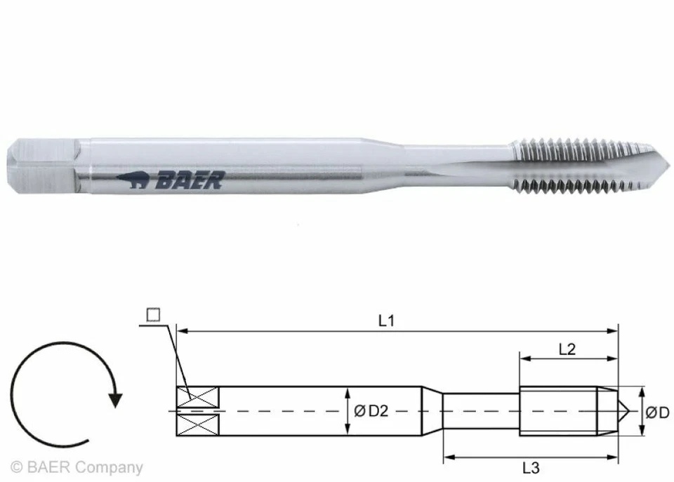 Gewindebohrer BAER Maschinengewindebohrer M2 - M20 HSS Gewindeschneider Bohrer - Bild 2 von 2