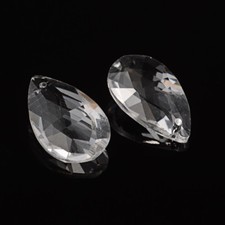 10 Pcs Faceted Drop Clear Transparent Glass Pendants Charm 28x17x9mm Hole 1.5mm