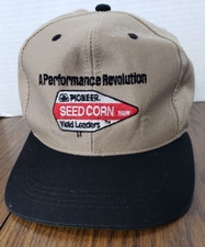 Pioneer Seed Corn SnapBack Trucker Hat Cap Beige Tan Made in USA