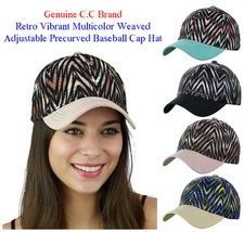 C.C Retro Vibrant Multicolor Weaved Adjustable Precurved Baseball CC Cap Hat