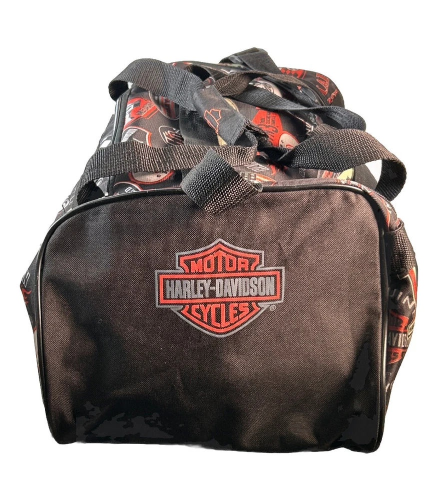 Harley Davidson Athalon Logo Print Sport Duffel Bag Adjustable Strap 20x9x10 - Image 4 of 4