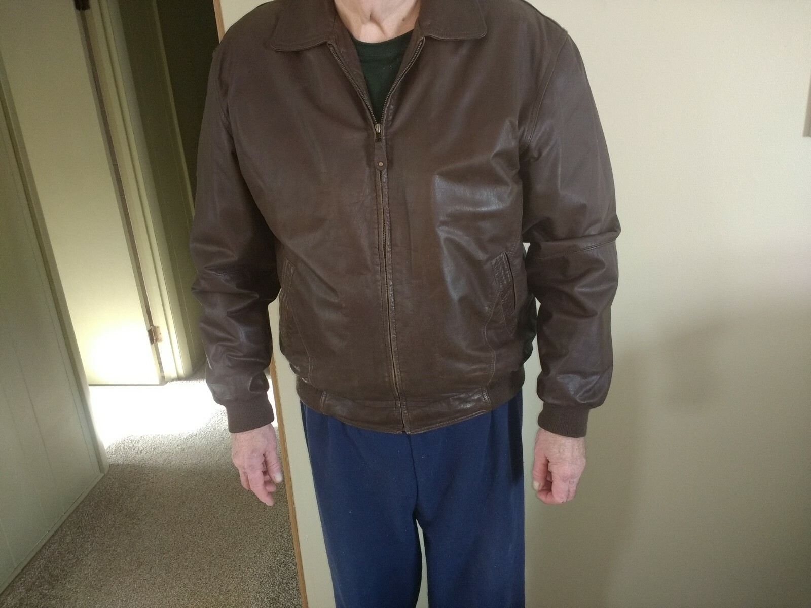 Tall Brown Leather lined Jacket | eBay