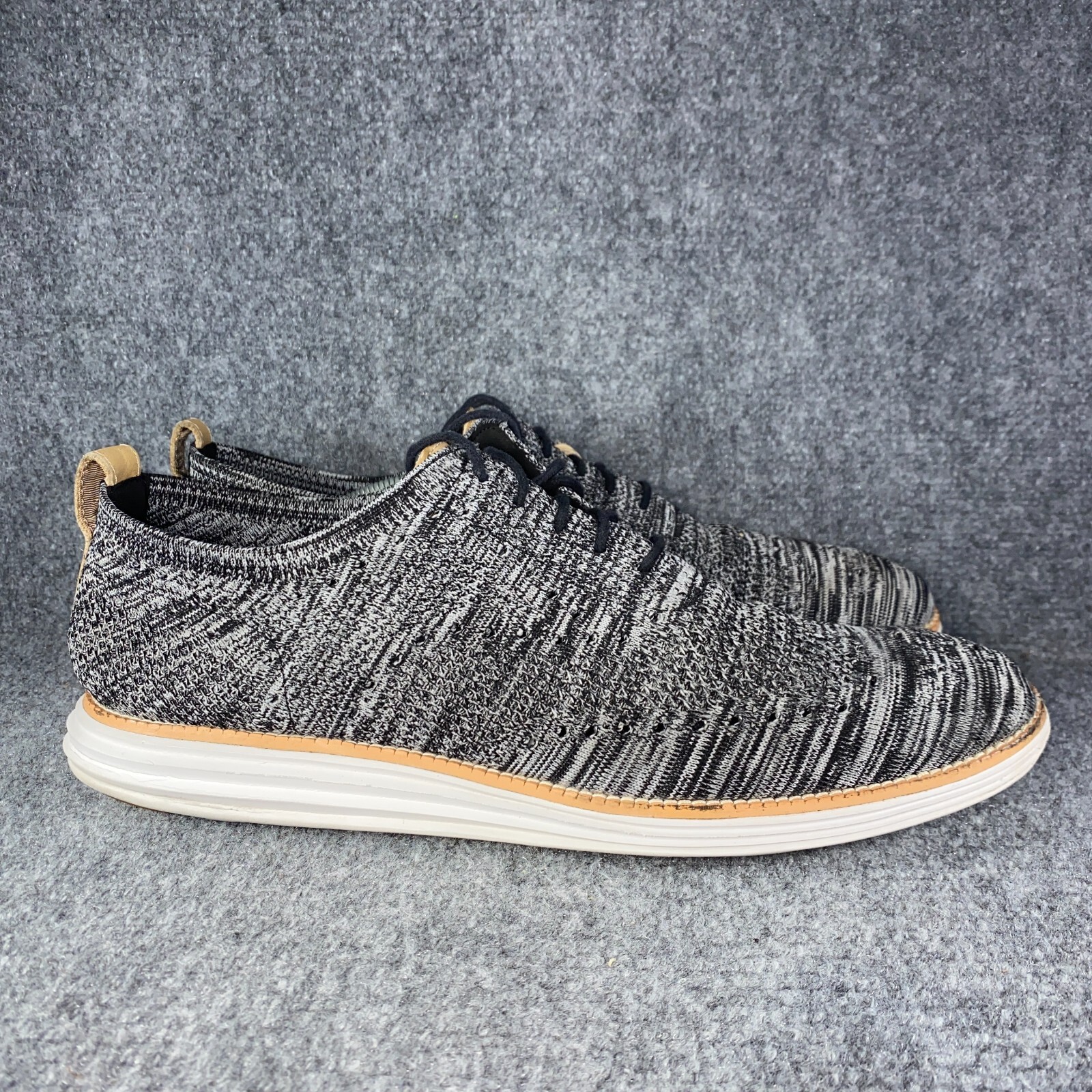 SAOLA Scarpe eleganti originali Cole Haan Grand Knit Wingtip Oxford da uomo 13 grigie cucite