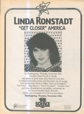 SFBK11 BILD/ANZEIGE 14x11 LINDA RONSTADT AUF DER QUELLE/STERNENFLOTTENRADIO