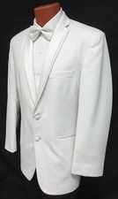 Mens White Tuxedo Jacket with Satin Lapels Formal Wedding Cruise Prom Mason 40XL