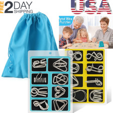 Stainless Steel Montessori Puzzle Set of 16 Mind IQ Test Toys with Pouch