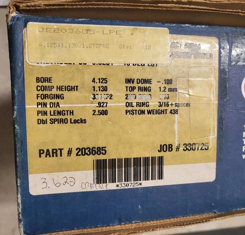 Set of 8 JE Pistons (LPE) 203685 4.125" Bore for Chevy 7.0L/6.0L, LS7, LSx,Ls1/2 - Image 3 of 4