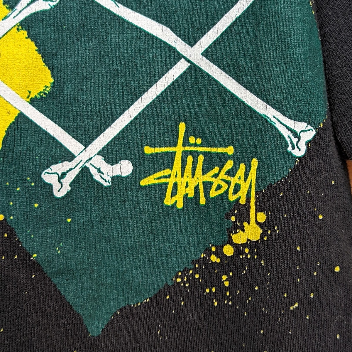 Stussy Vintage 2006 Skull Crossbone Argyle Black Y2K Shirt
