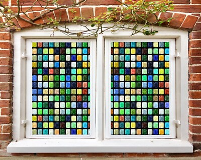 3D Block Gitter C873 Fenster Film Drucken Aufkleber Haftendes Buntglas UV Sinsin