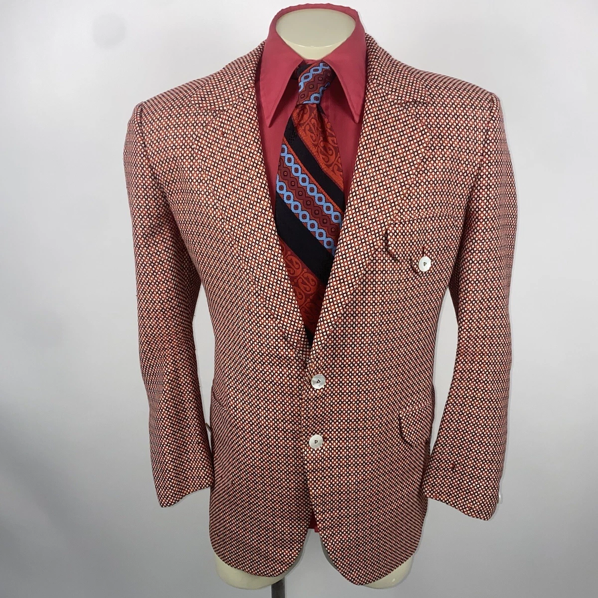 Vtg 60s 70s Louis Roth Jacket Suit Blazer Sport Coat Polyester Disco Men 46 Long