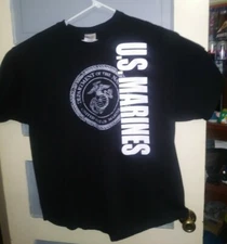 Port And Company 2xl 100% Cotton U.S. Marine Shirt Black EE3