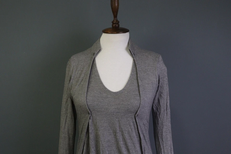 TRANSIT PAR SUCH 970 Gray Viscose Angora Long Sleeve Blouse Top Size 2 - Image 2 of 4