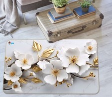 3D Weiße Blumenblätter Q101 Spiel Rutschfest Matte Elegant Foto Teppich Panda