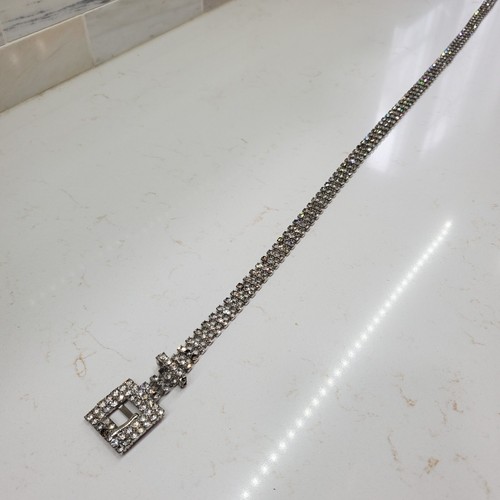 Flawless 3-Row Rhinestone Belt w Square Buckle Elegant Fit 30" - 36.5" Stunning! - Picture 11 of 23