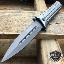 9" Titanium Tactical Stiletto Spring Assisted Open Rescue FOLDING Pocket Knife