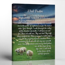Psalms 23 Wall Art Canvas Frame, The Lord Is My Shepherd Wall Art, Ready to Hang